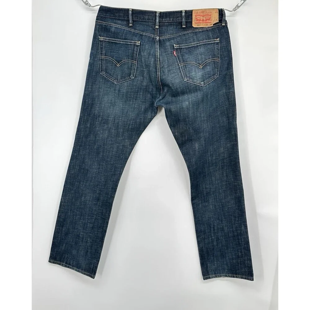 Levi's 501 Men's W38 L 31 'Dark Wash Rigid Straight ‎ Denim Jeans Button Fly